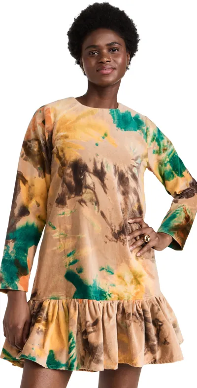 Busayo Fumi Tie-dye Dress In Beige-multi