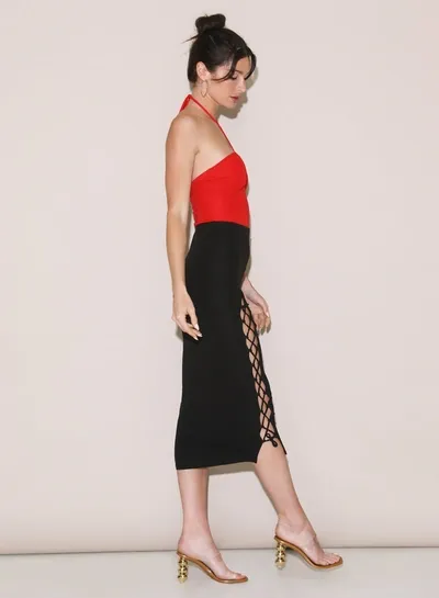 Fleur Du Mal Jersey Lace Up Skirt In Black