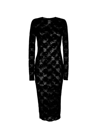 Fleur Du Mal Rosalia Lace Long Sleeve Dress In Black