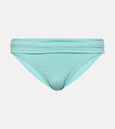 Heidi Klein Great Thatch Mid-rise Bikini Bottoms In Blue