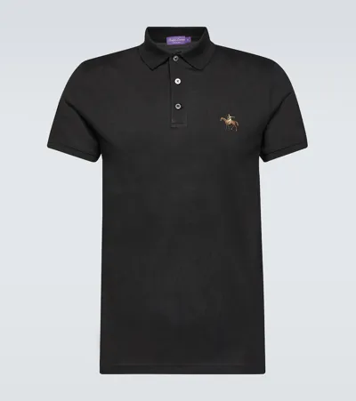 Ralph Lauren Purple Label Cotton Piqué Polo Shirt In Black