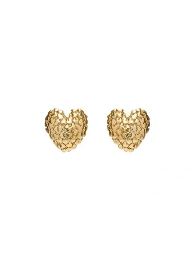 Oscar De La Renta Heart Clusters Stud Earrings In Gold