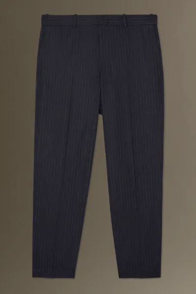 Cos Cropped Pinstriped Wool Pants - Straight In Blue