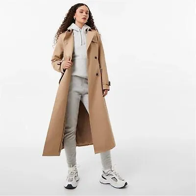 Pre-owned Jack Wills Damen Lang Meryl Trench Coat Mantel Jacke Taschen Regular Fit