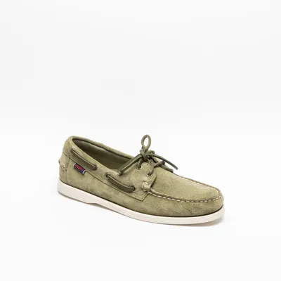 Sebago Portland Green Suede Loafer In Verde