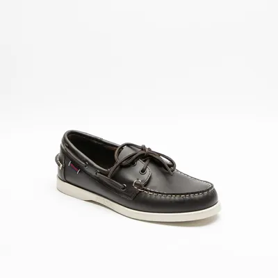 Sebago Docksides Portland Dark Brown Leather Unlined Boat Loafer