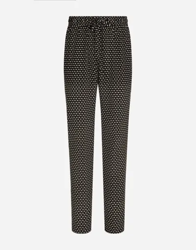 Dolce & Gabbana Crepe De Chine Jogging Pants With Dg Logo Print