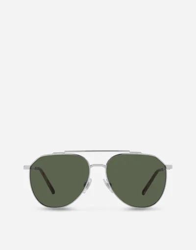 Dolce & Gabbana Diagonal Cut Sunglasses In Metallic