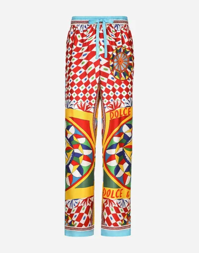 Dolce & Gabbana Carretto-print Silk Twill Jogging Pants