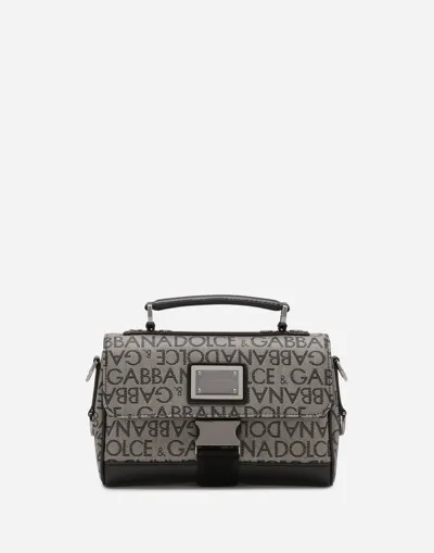 Dolce & Gabbana Jacquard Crossbody Bag In Gray