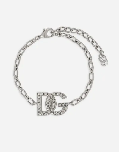 Dolce & Gabbana Link Bracelet With Dg Logo In Metallic