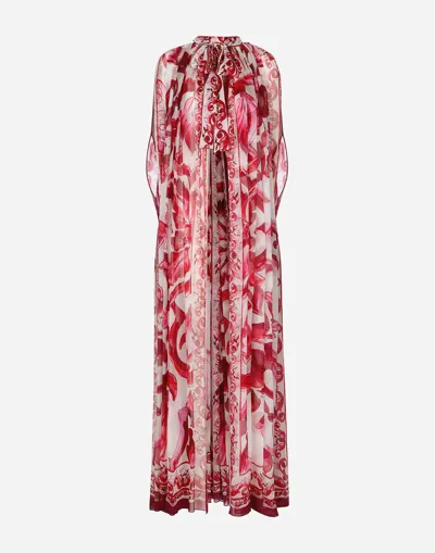 Dolce & Gabbana Majolica-print Chiffon Cape In Multi