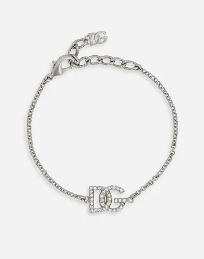 Dolce & Gabbana Link Bracelet With Dg Logo In Metallic