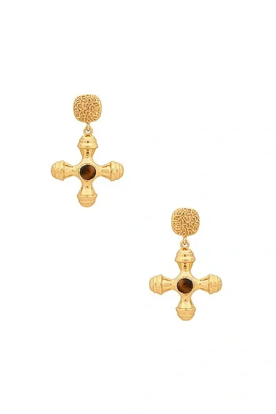 Aureum Aurora Earrings In 24k Gold Vermeil & Tiger Eye Stone