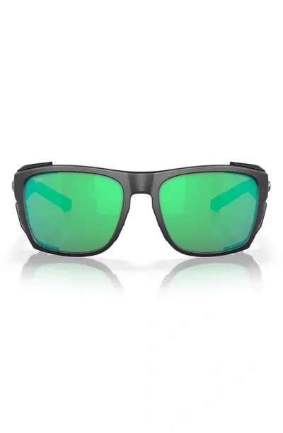 Costa Del Mar King Tide 6 58mm Polarized Rectangular Sunglasses In Green