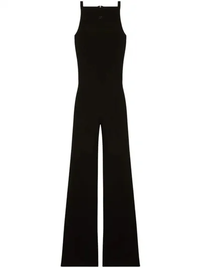 Courrèges Sleeveless Bootcut Jumpsuit In Black