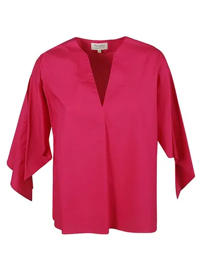 Psophia Cotton V-neck Top In Pink