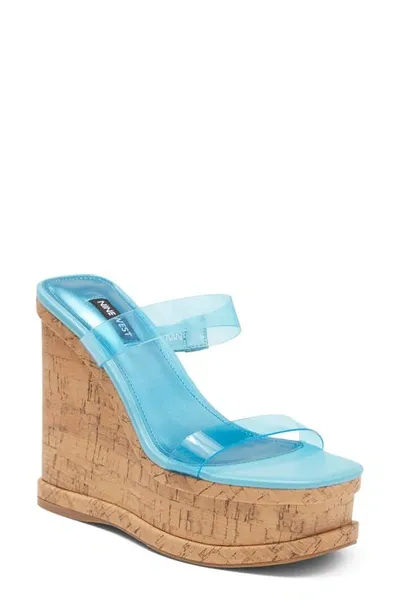 Nine West Rapps Platform Wedge Sandal In Green