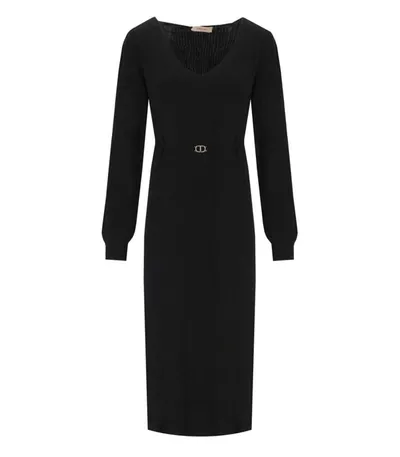 Twinset Black Knitted Midi Dress