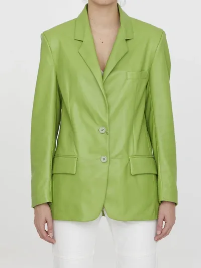 Salvatore Santoro Lime Leather Jacket In Green