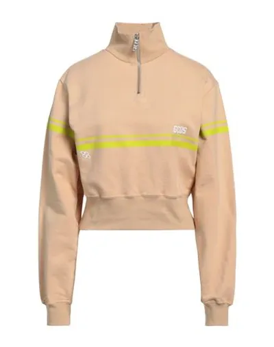 Gcds Half-zip Sweatshirt In Beige