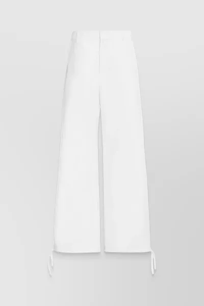 Marni Embroidered-logo Straight-leg Trousers In White