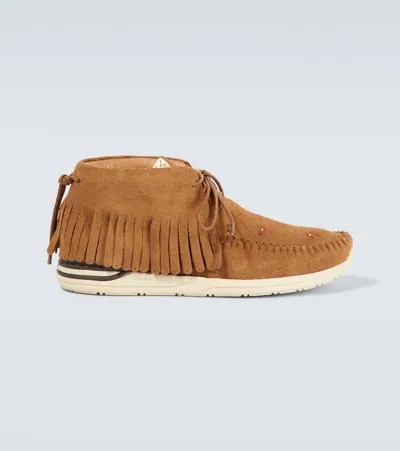 Visvim Kuiva Shaman-folk Fringed Suede Sneakers In Brown