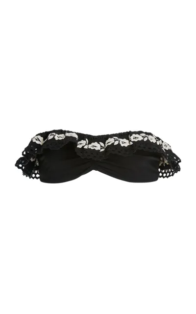 Sea Katya Ruffled Bikini Top In Black