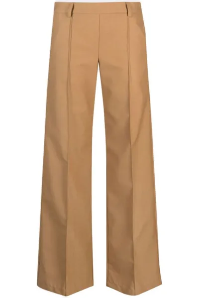 Société Anonyme Logo-embroidered Straight-leg Trousers In Brown