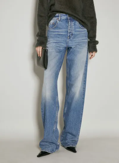 Saint Laurent Extreme Baggy Denim Trousers In Blue