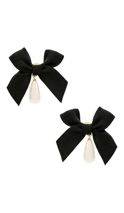 Petit Moments Bow Drop Pearl Earrings In Black