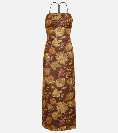 Sir Josefina Floral Linen Midi Dress In Multi