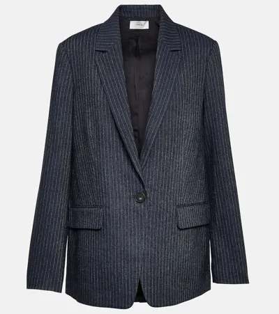 Vince Pinstripe Flannel Blazer In Blue