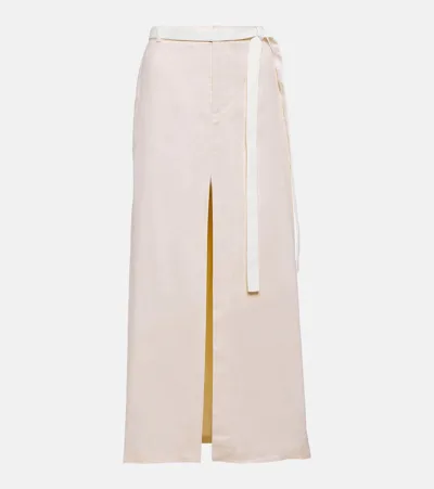 Sir Dune Mid-rise Linen-blend Maxi Skirt In White