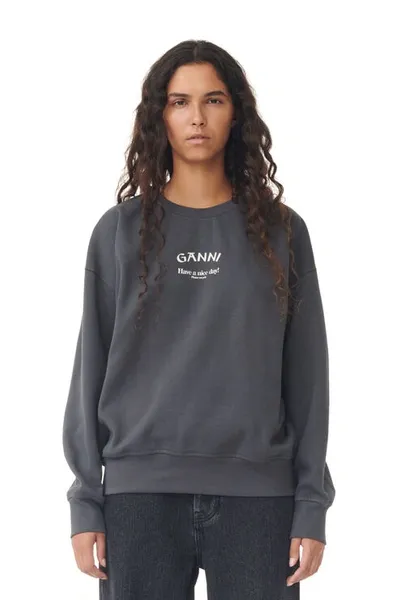 Ganni Grey Isoli Oversized Sweatshirt In Gray