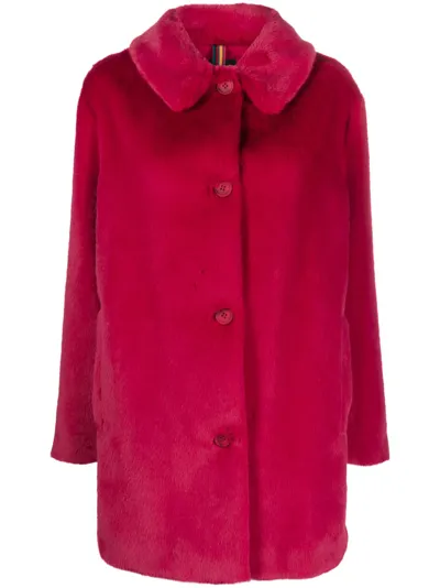 Ps By Paul Smith Spread-collar Single-breasted Coat In Red