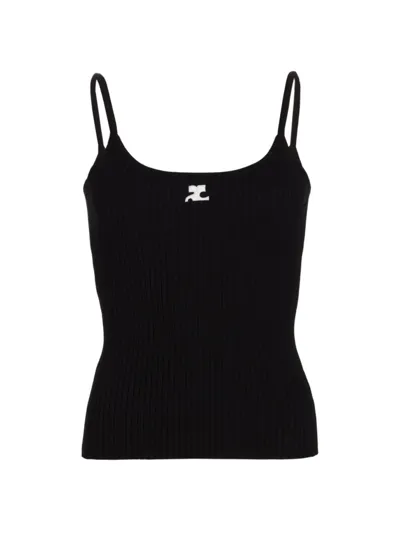 Courrèges Ribbed-knit Tank-top In Black