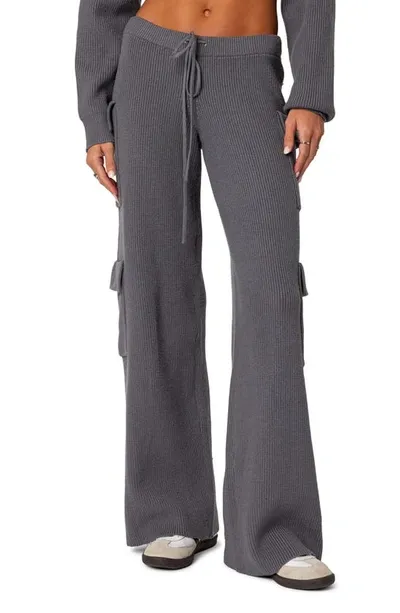 Edikted Wynter Drawstring Cargo Sweater Pants In Gray