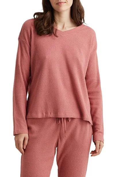 Papinelle Waffle Knit Pajama Top In Soft Cinnamon