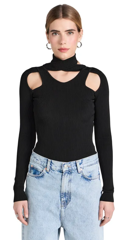 Coperni Cut-out Knit Jumper In Black