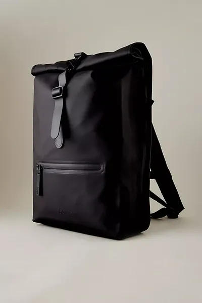 Rains Waterproof Rolltop Rucksack In Black