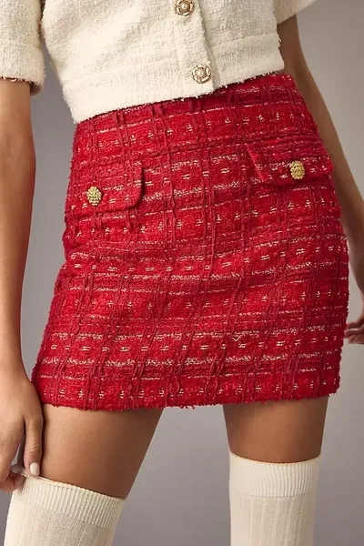 Endless Rose Tweed Mini Skirt In Orange