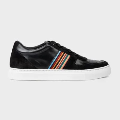 Paul Smith Fermi Signature Stripe Leather Trainers In Black