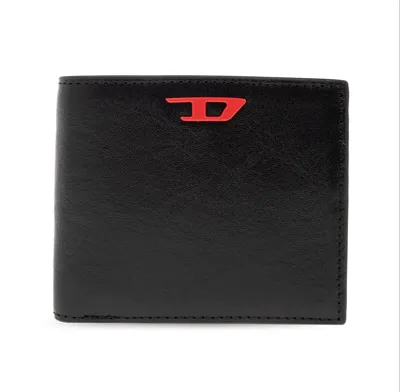 Diesel Rave Logo Plaque Cardholder In Black