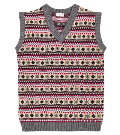 La Coqueta Kids' Cacia Fair Isle Wool-blend Sweater Vest In Blue