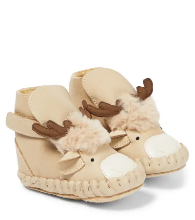 Donsje Baby Kapi Reindeer Leather Booties In Beige