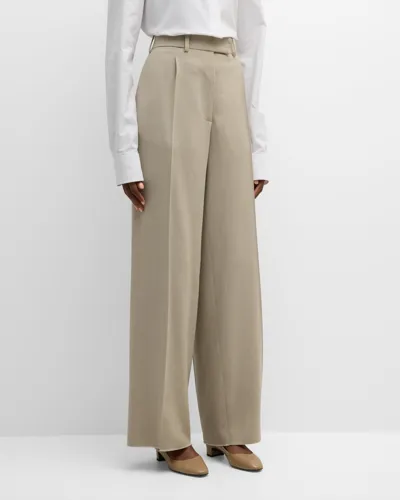 The Row Roan Pleated Wide-leg Trousers In Cliff Side