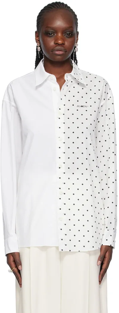 Marni Logo-embroidered Cotton Shirt In White