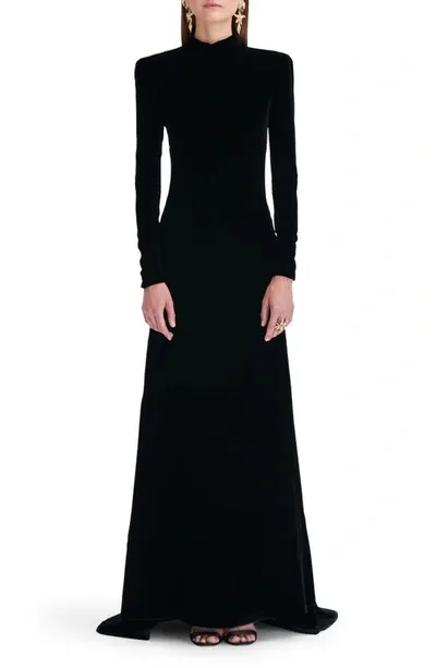 Oscar De La Renta Mock-neck Velvet Gown In Black