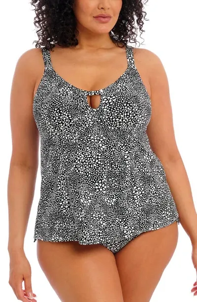 Elomi Plus Size Pebble Cove Tankini Top In Black